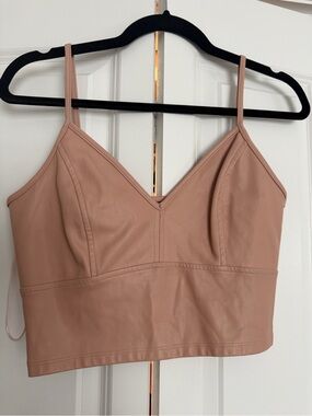 Aqua Faux Leather Bralette in Dusty Rose